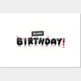 Cute Funny Google Eye Happy Birthday Letter Characters Posters and Art